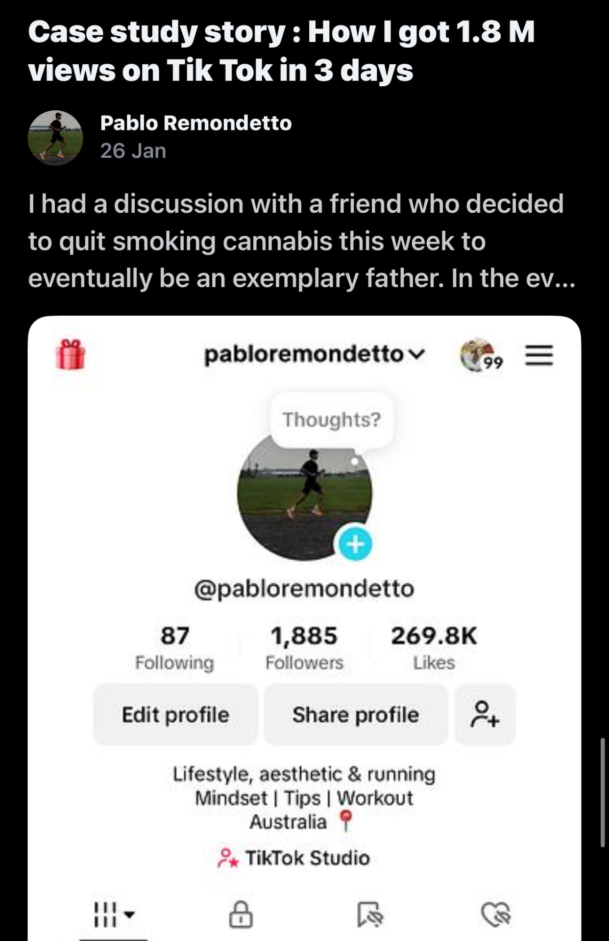 Pablo Remondetto — 1.8M views on TikTok in 3 days