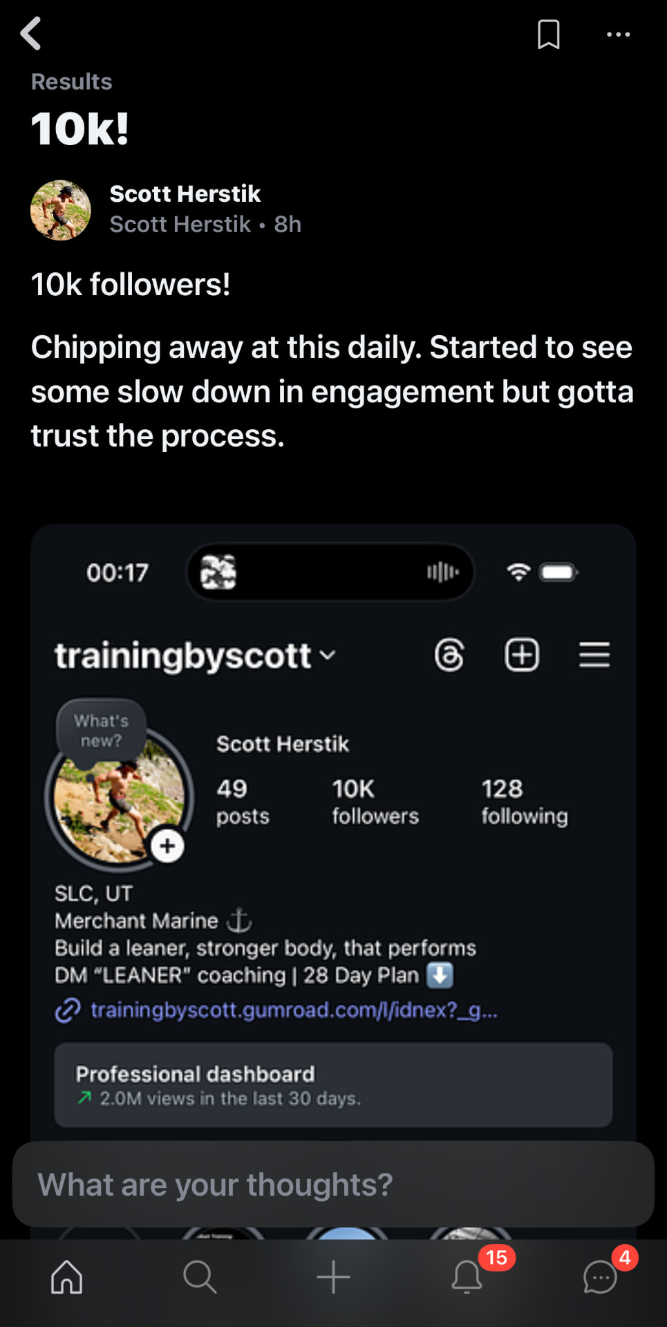 Scott Herstik — 10K followers and 2.0M views in the last 30 days