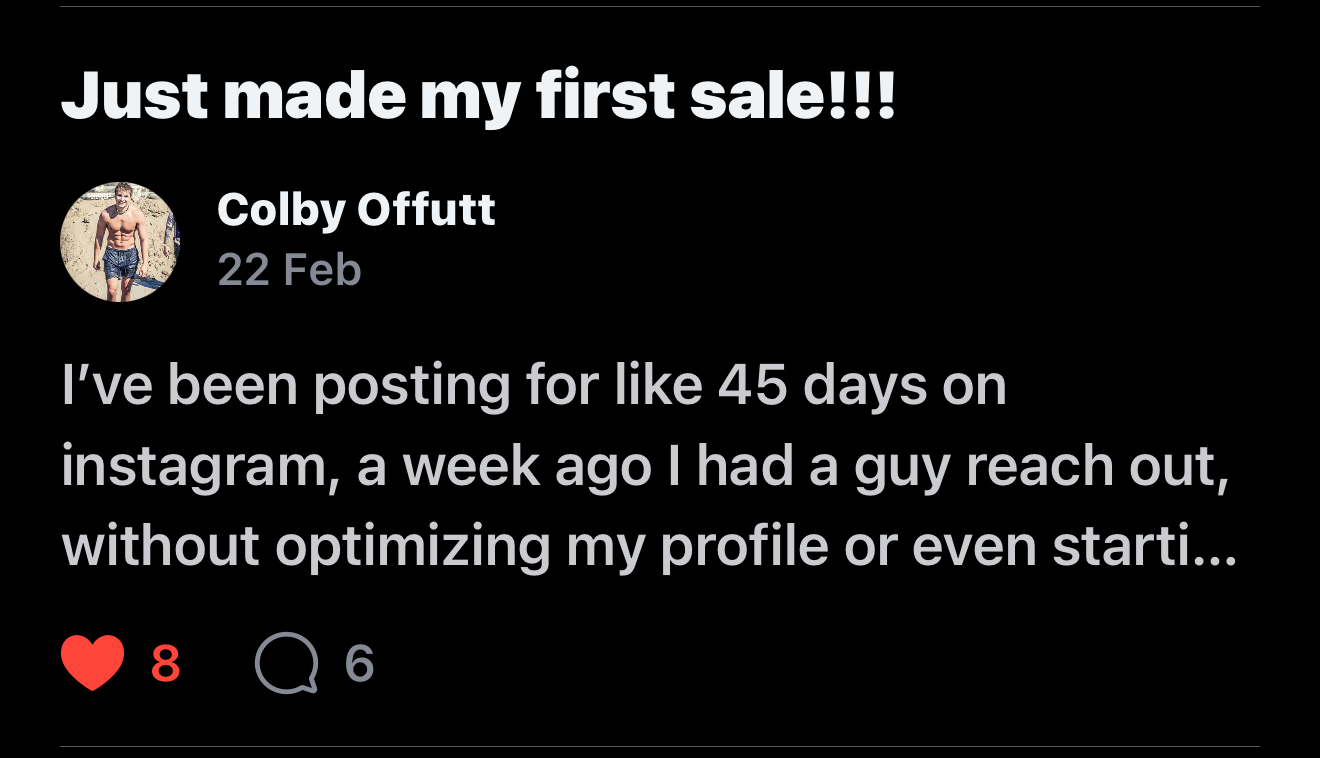 Colby Offutt — first sale after 45 days of posting