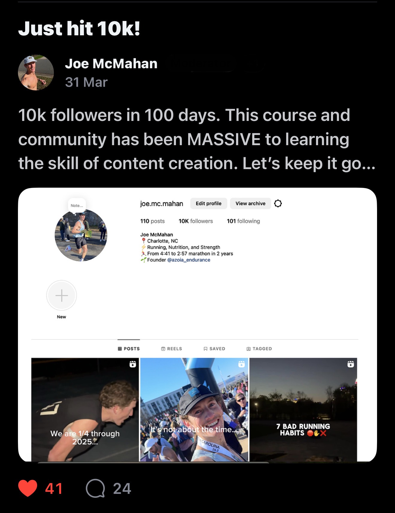 Joe McMahan — 10K followers in 100 days