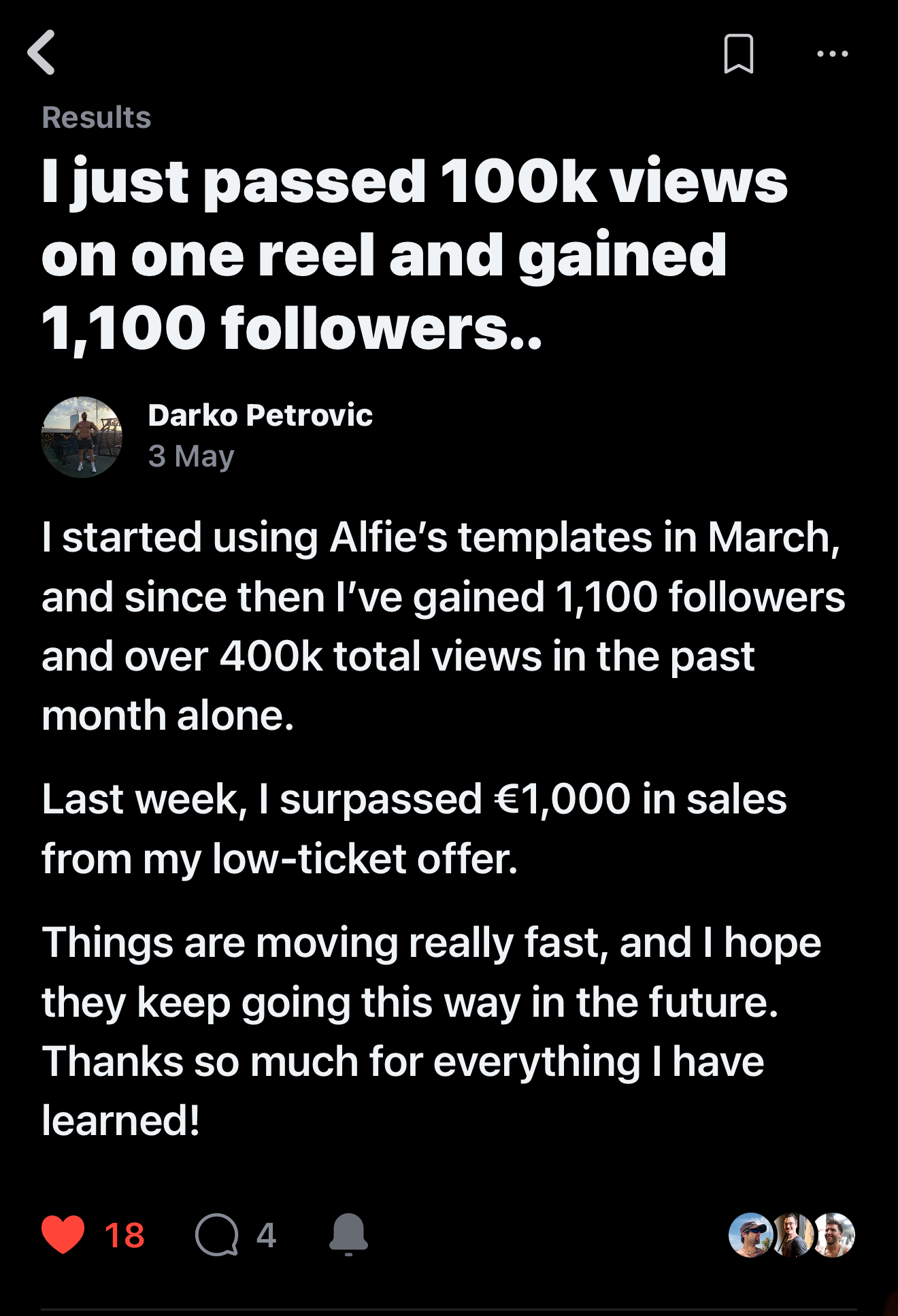 Darko Petrovic — 100K views on one reel and 1,100 followers